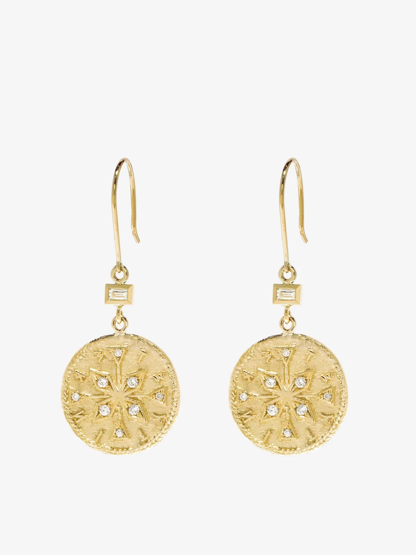 Compass Coin Diamond Earrings<AZLEE Jewelry Fashion