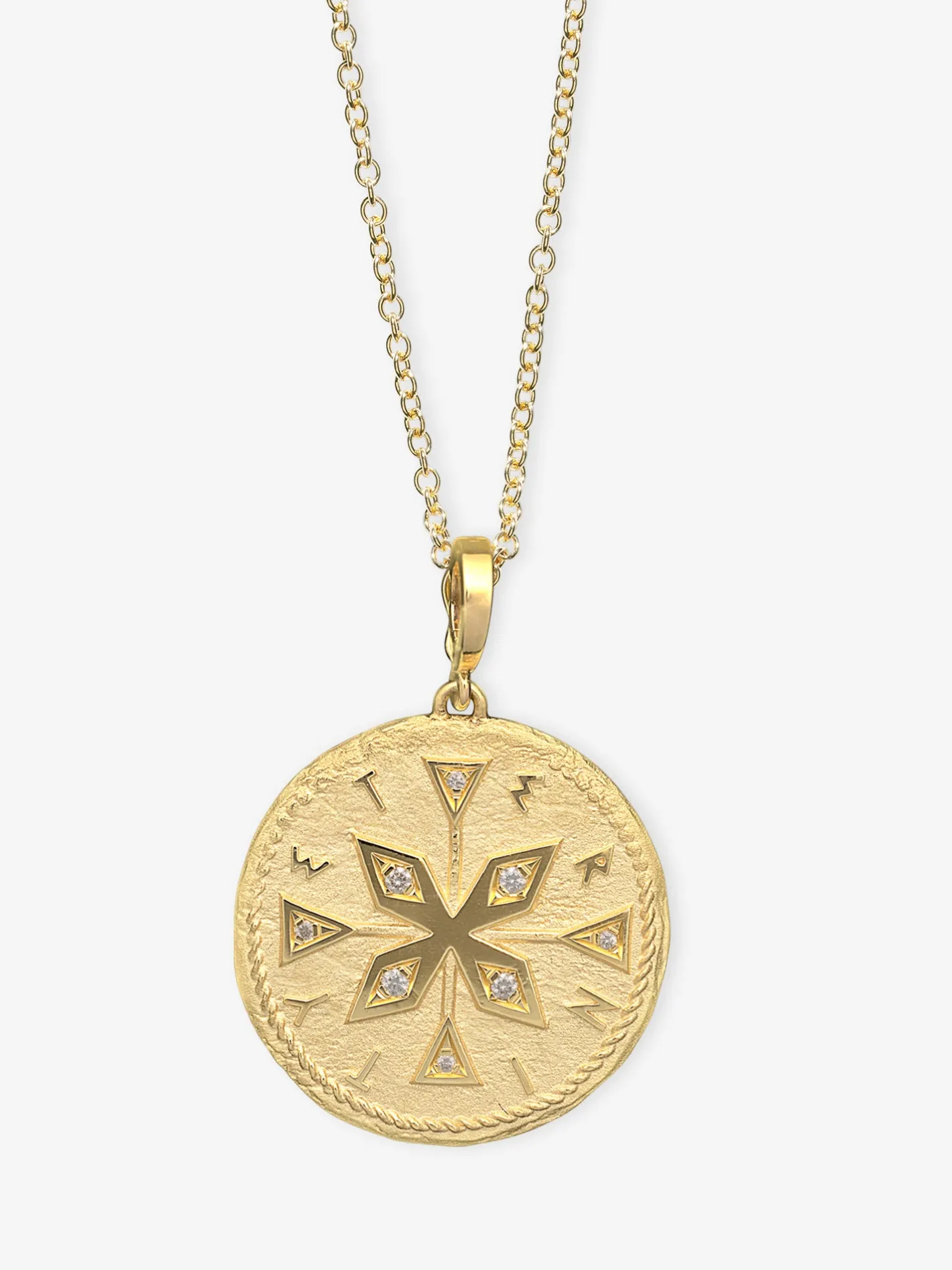 Compass Large Diamond Coin Charm<AZLEE Jewelry Best Sale