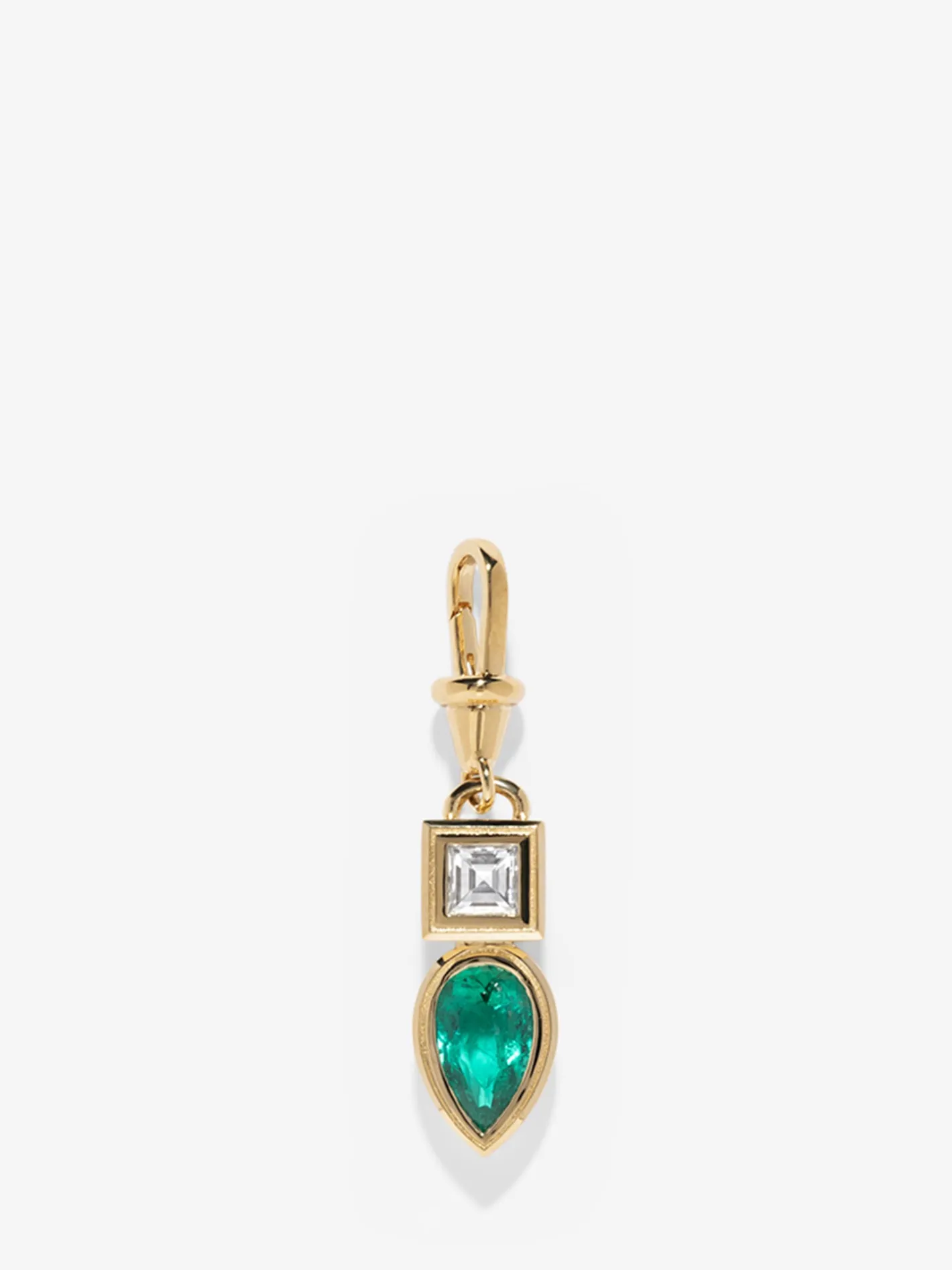 Duet Emerald & Diamond Charm<AZLEE Jewelry Cheap