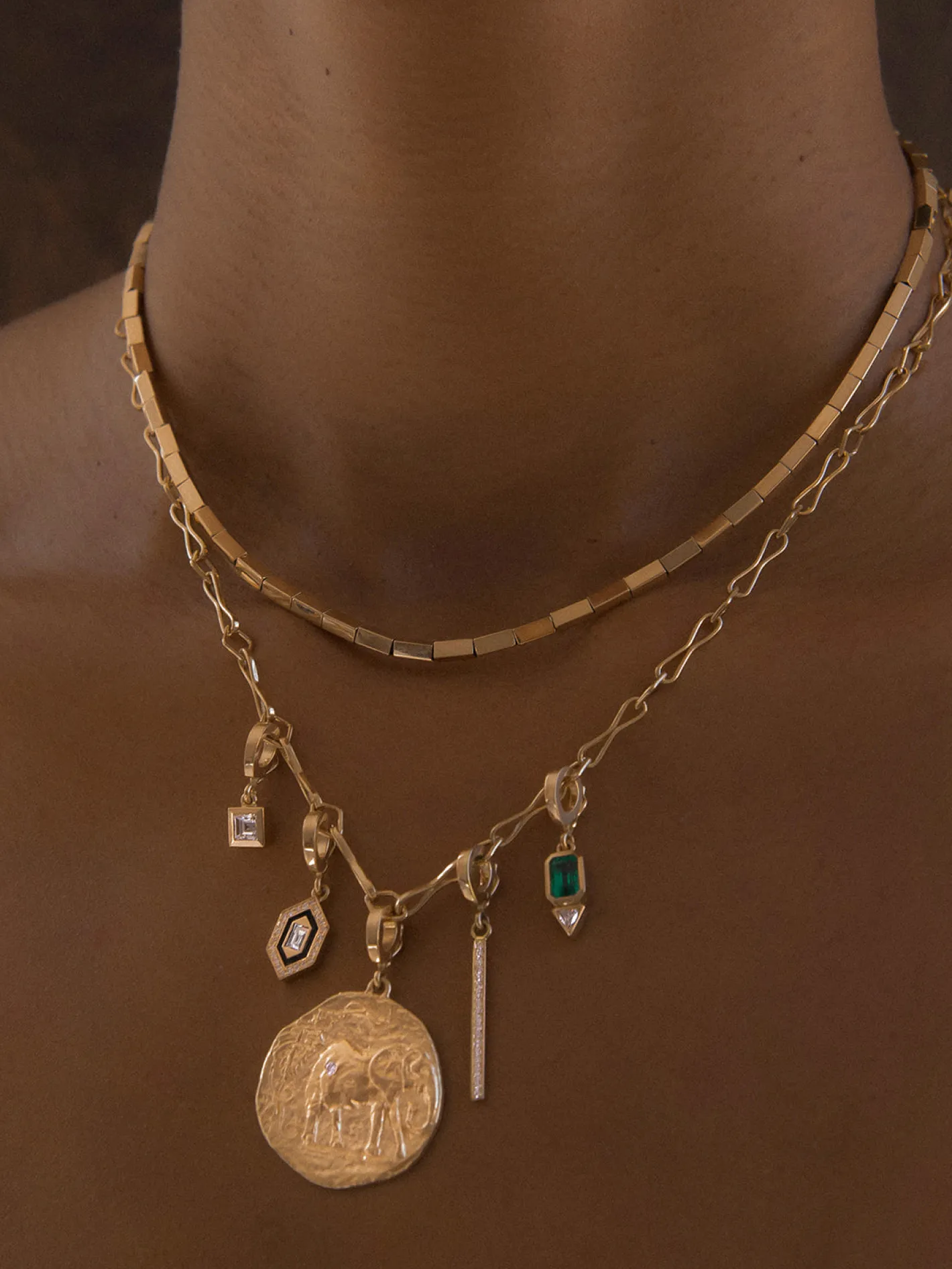 Elefante Loyalty Large Diamond Coin Charm<AZLEE Jewelry Store