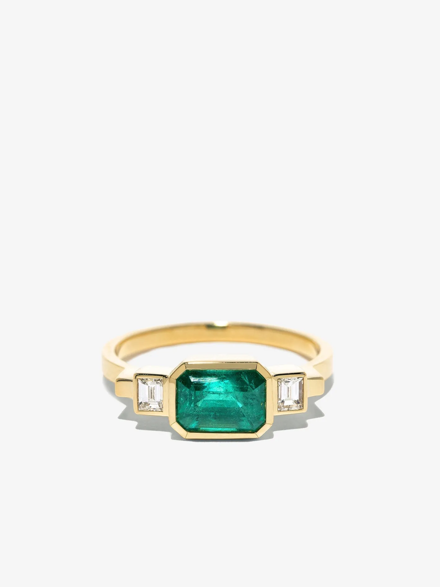 Emerald and Baguette Deco Ring<AZLEE Jewelry Fashion