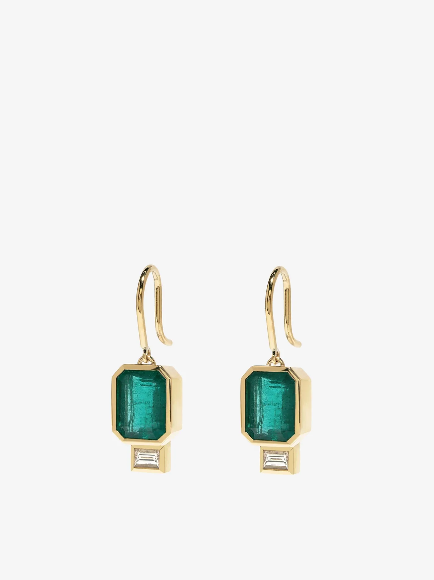 Emerald and Baguette Earrings<AZLEE Jewelry Fashion