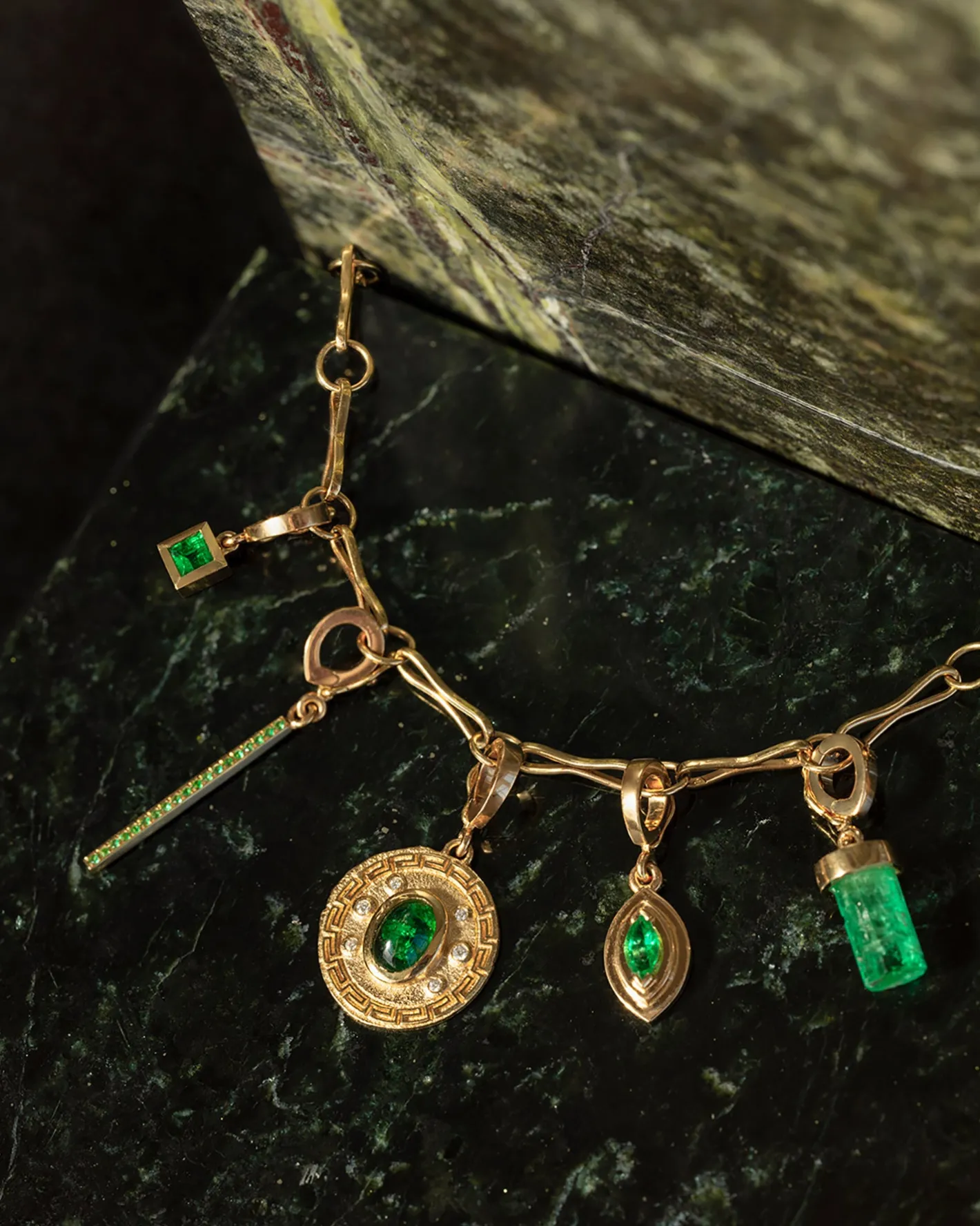 Emerald Carre Charm<AZLEE Jewelry Outlet