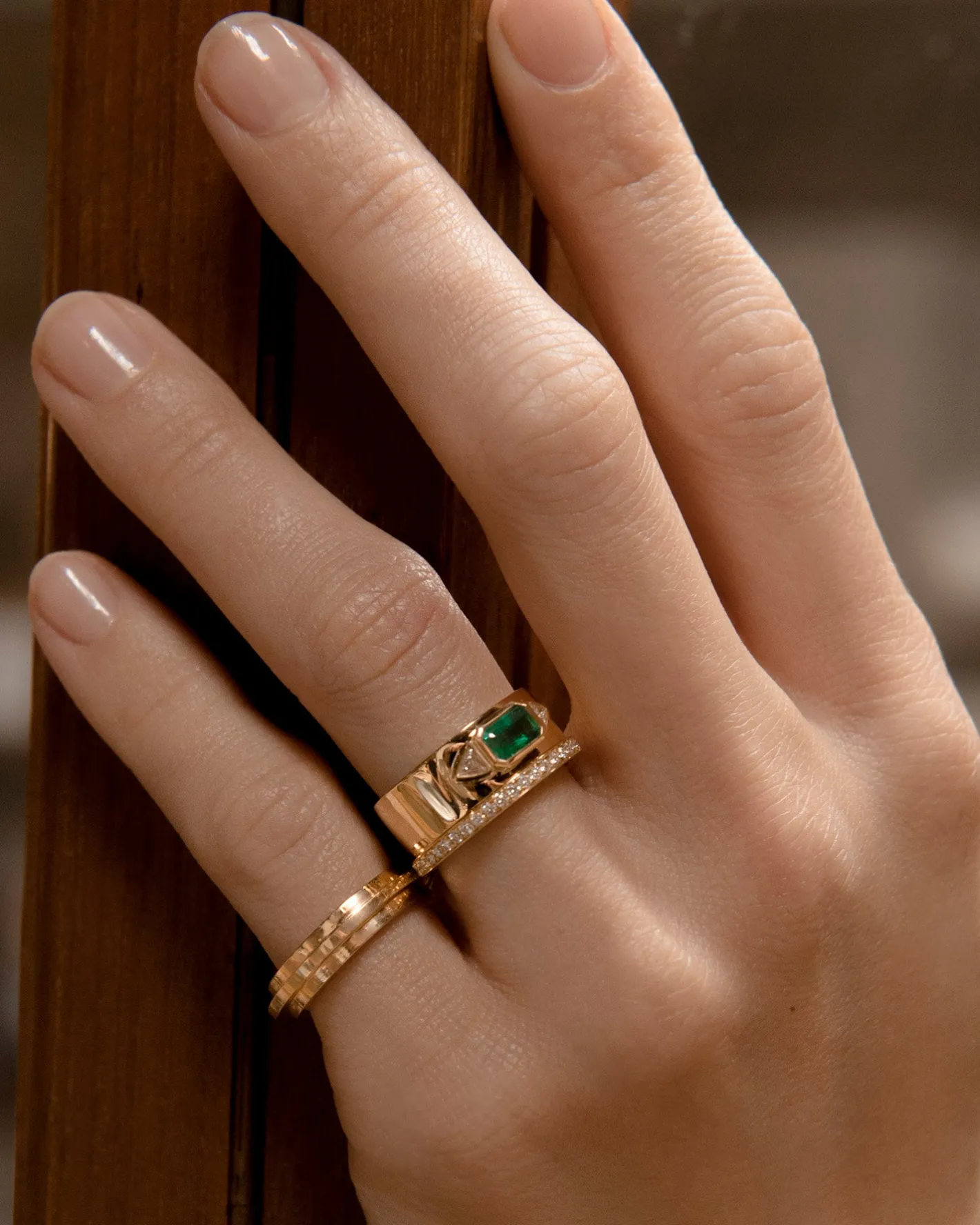 Emerald NESW Diamond Ring<AZLEE Jewelry Sale