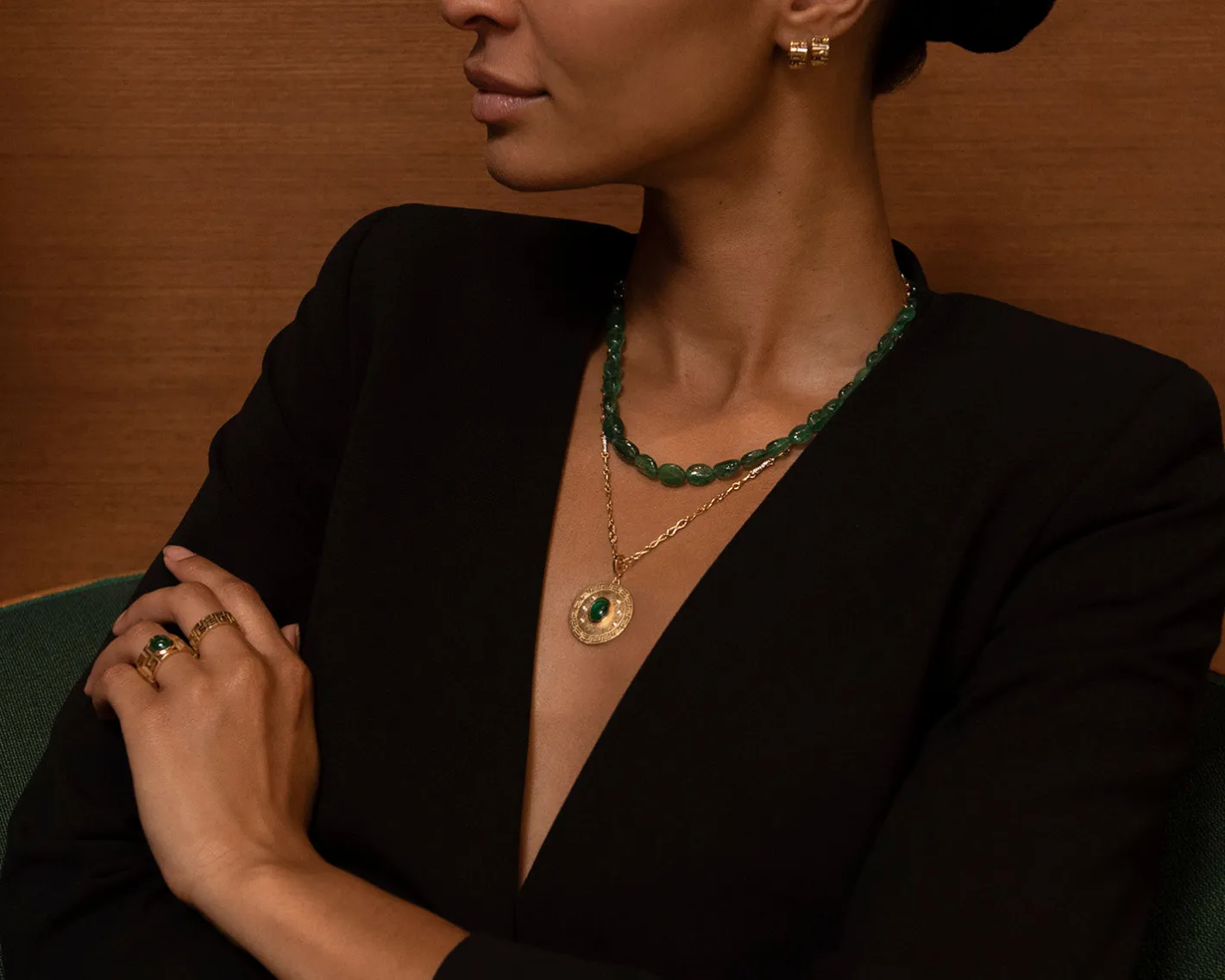 Emerald Oval Bead Necklace<AZLEE Jewelry Best Sale