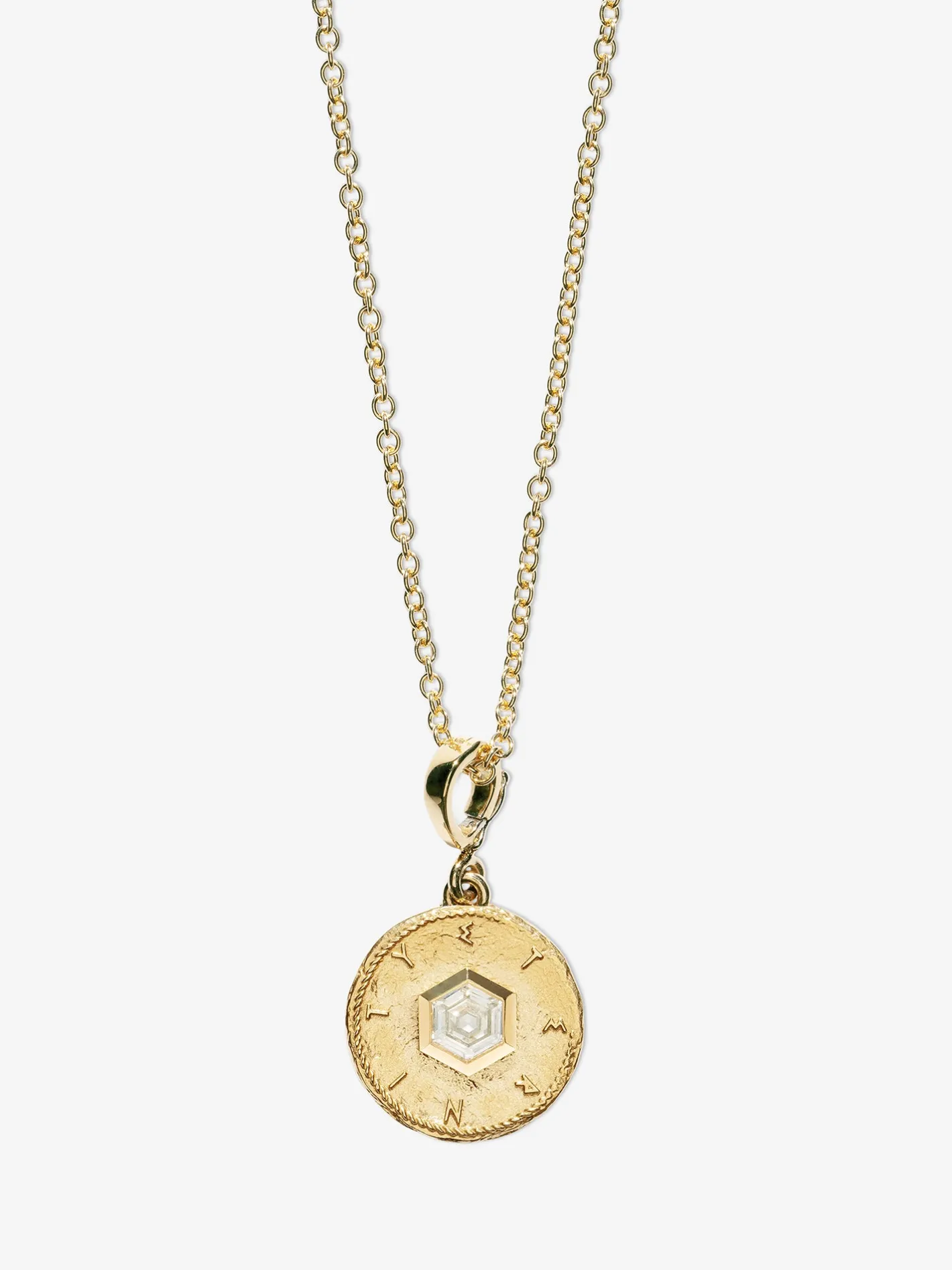 Eternity Hexagon Diamond Small Coin Charm<AZLEE Jewelry Hot