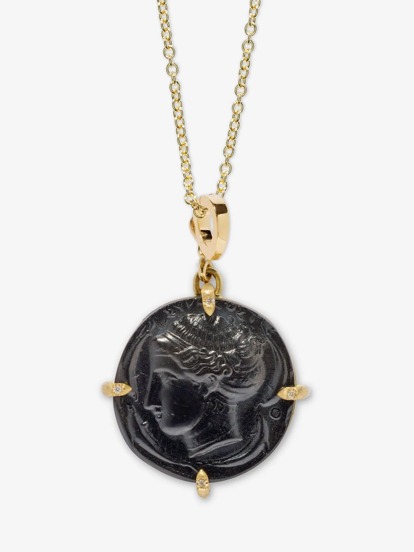 Goddess Black Venetian Glass Coin<AZLEE Jewelry New