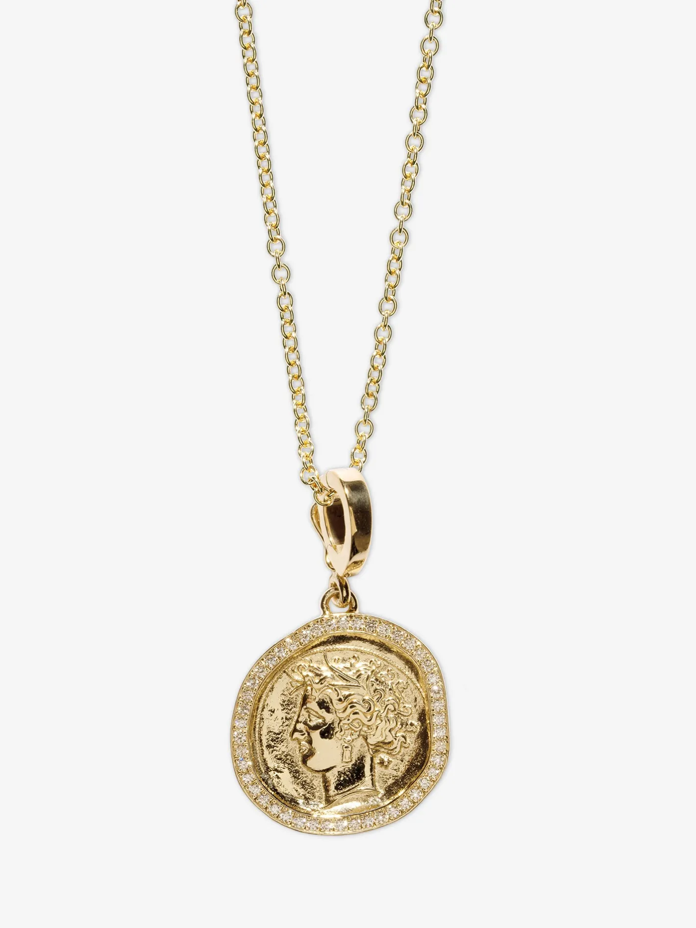Goddess Small Pave Coin Charm<AZLEE Jewelry Hot