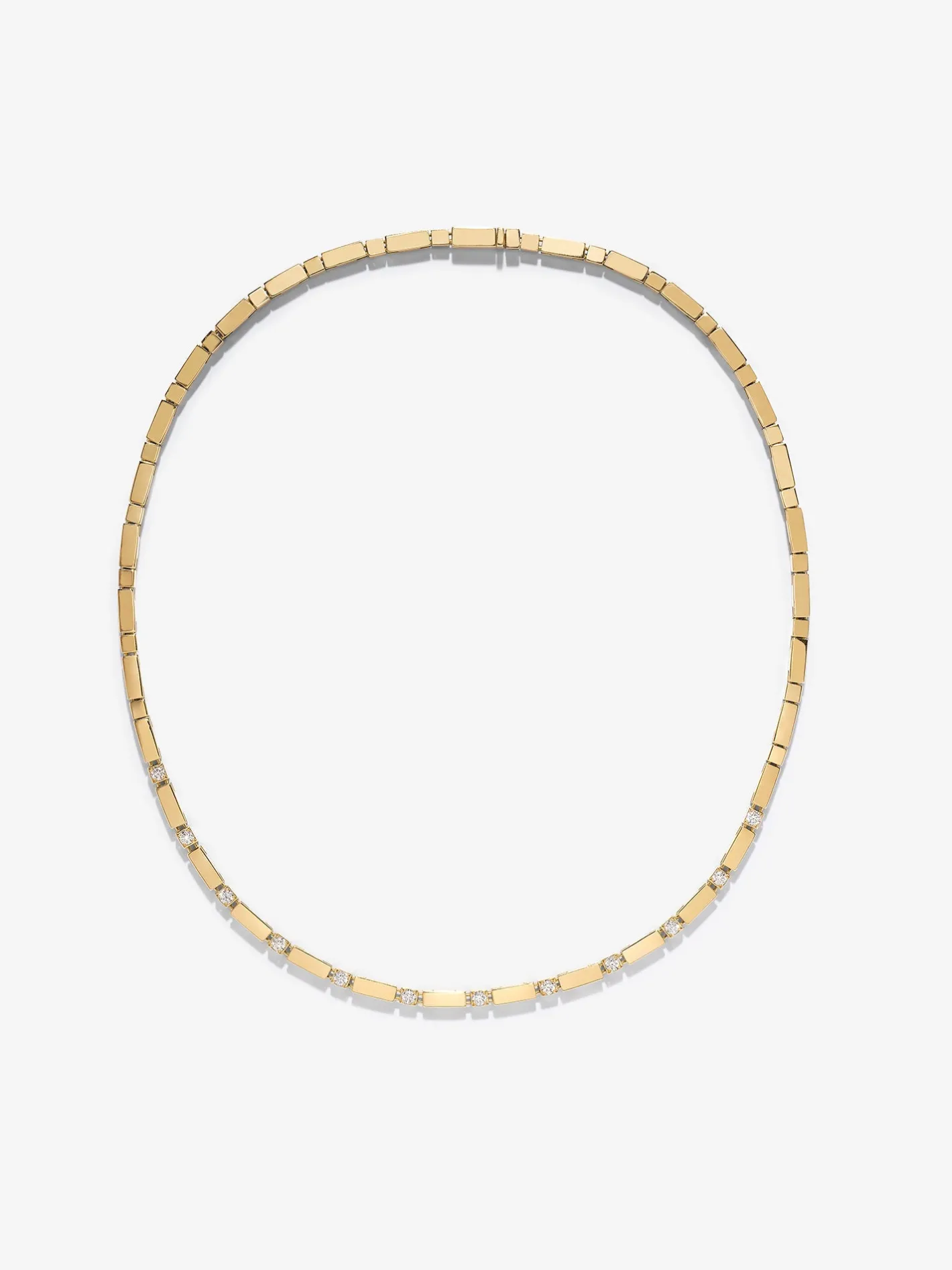 Gold Bar and Diamond Tennis Necklace<AZLEE Jewelry Fashion