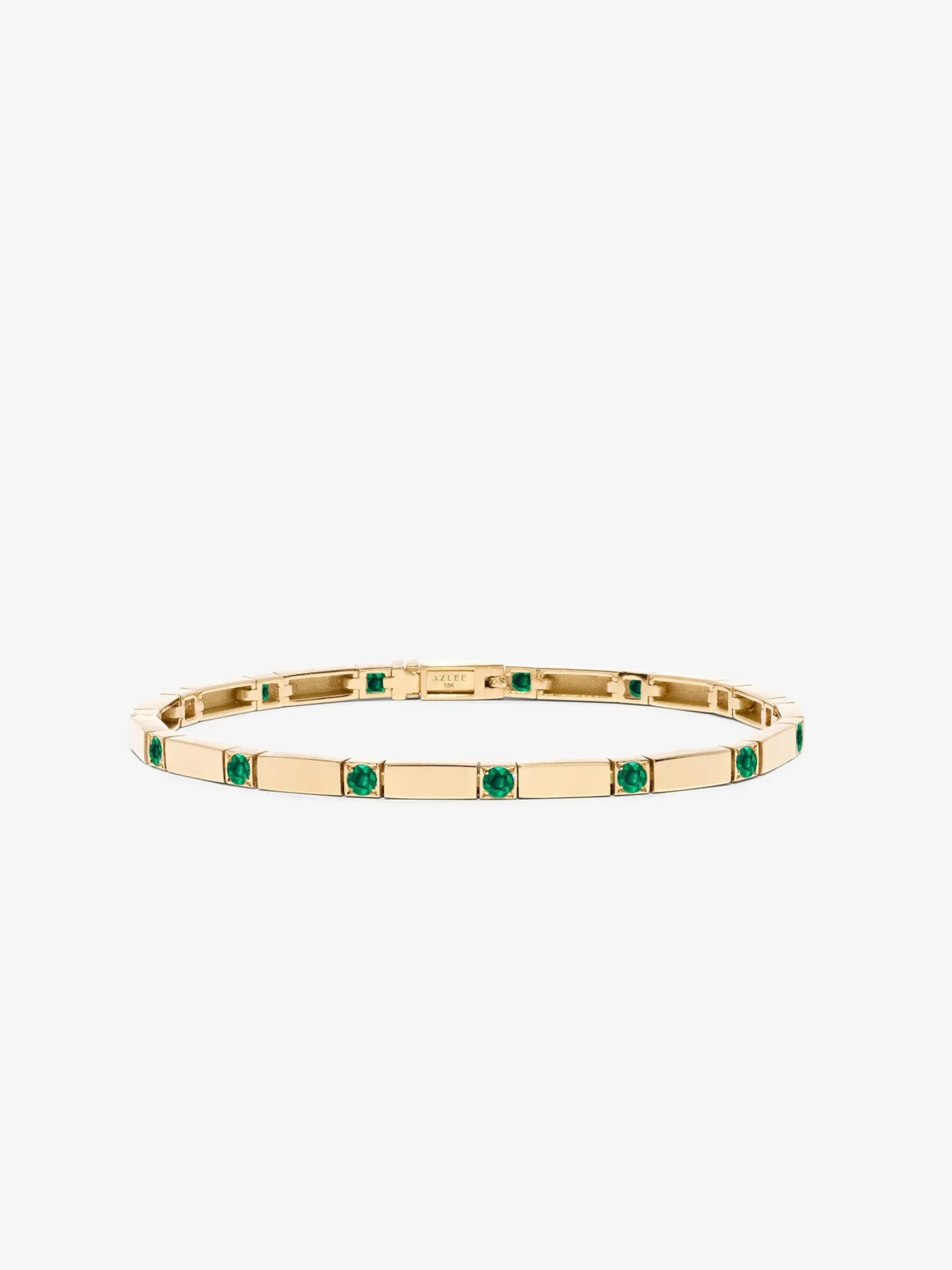 Gold Bar and Emerald Tennis Bracelet<AZLEE Jewelry Cheap