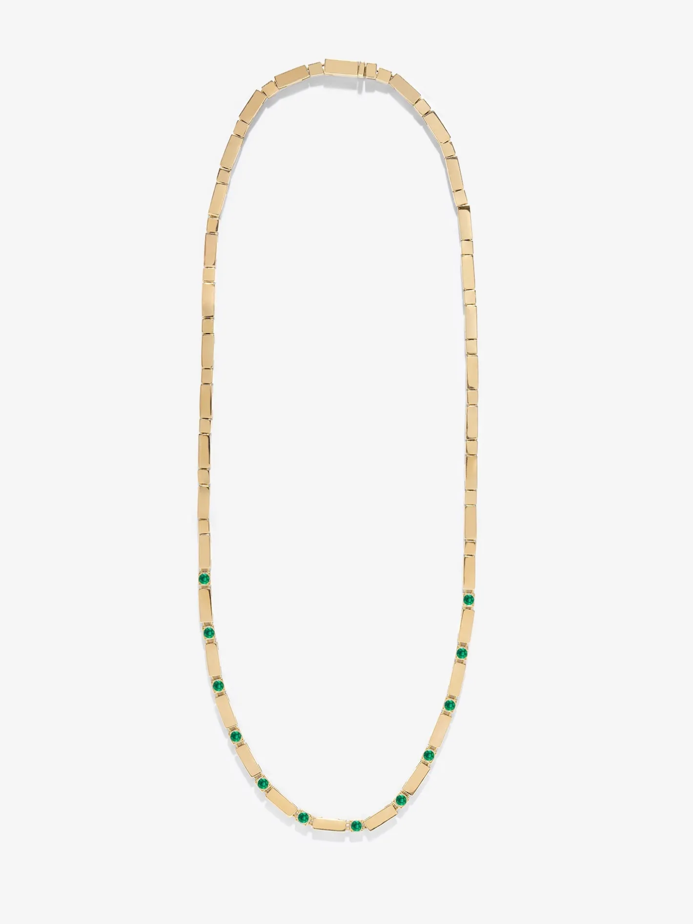 Gold Bar and Emerald Tennis Necklace<AZLEE Jewelry Outlet