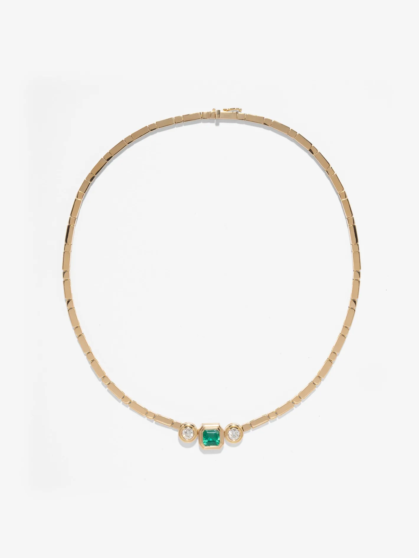 Gold Bar Emerald & Diamond Necklace<AZLEE Jewelry Discount