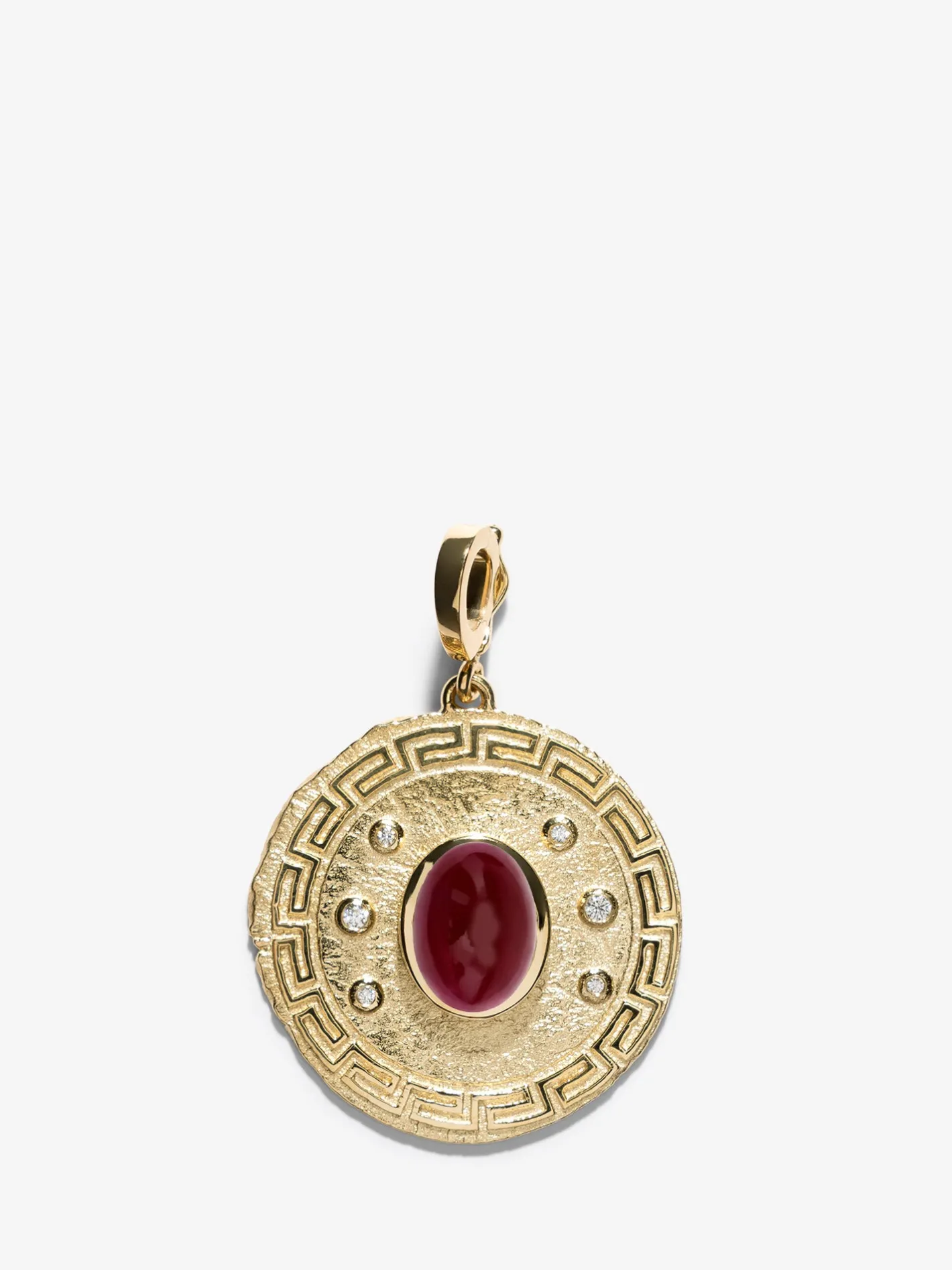 Greek Pattern & Ruby Large Coin Charm<AZLEE Jewelry Outlet