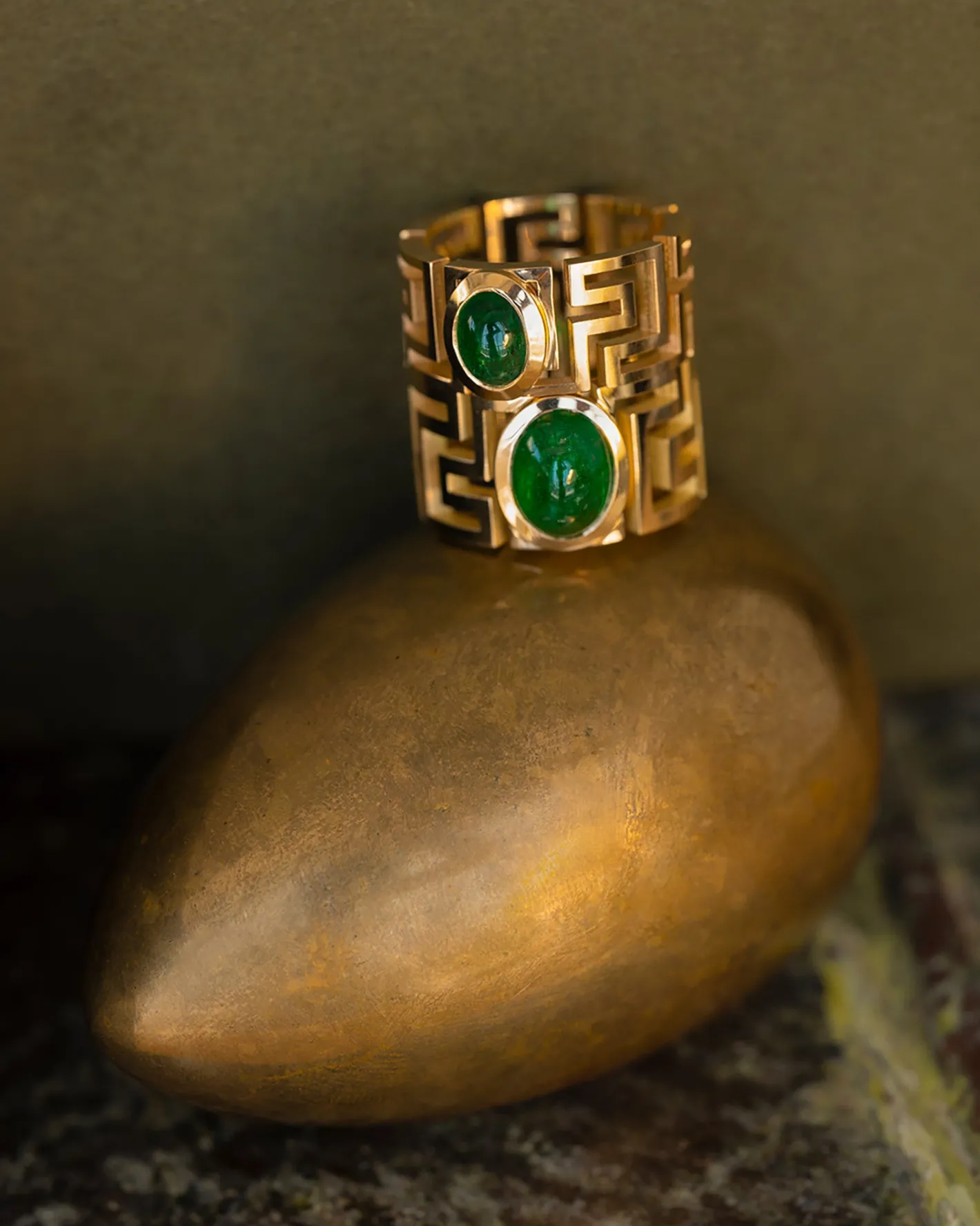 Greek Pattern Emerald Ring - Medium<AZLEE Jewelry Best Sale