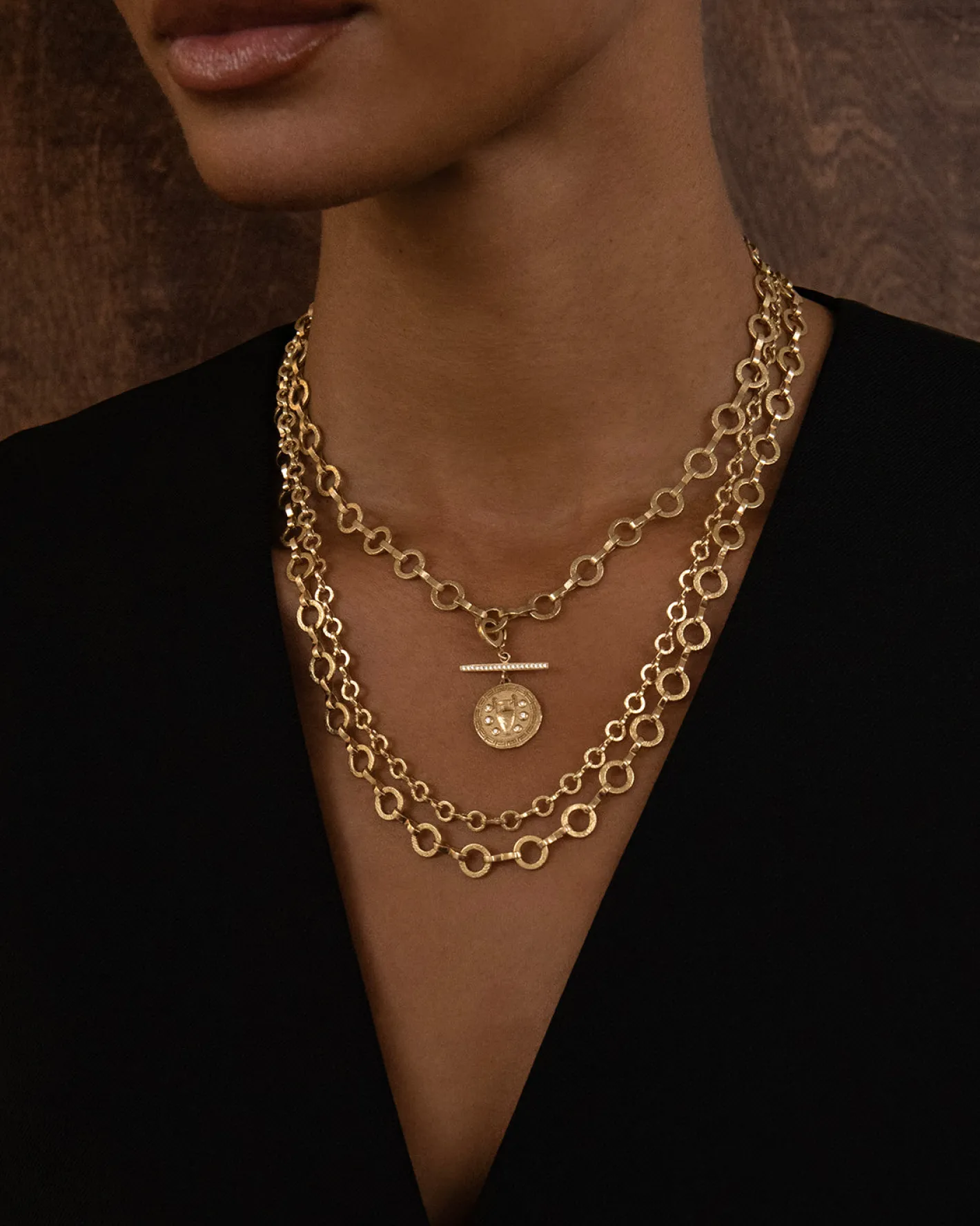 Heavy Circle-Link Textured Chain<AZLEE Jewelry Outlet