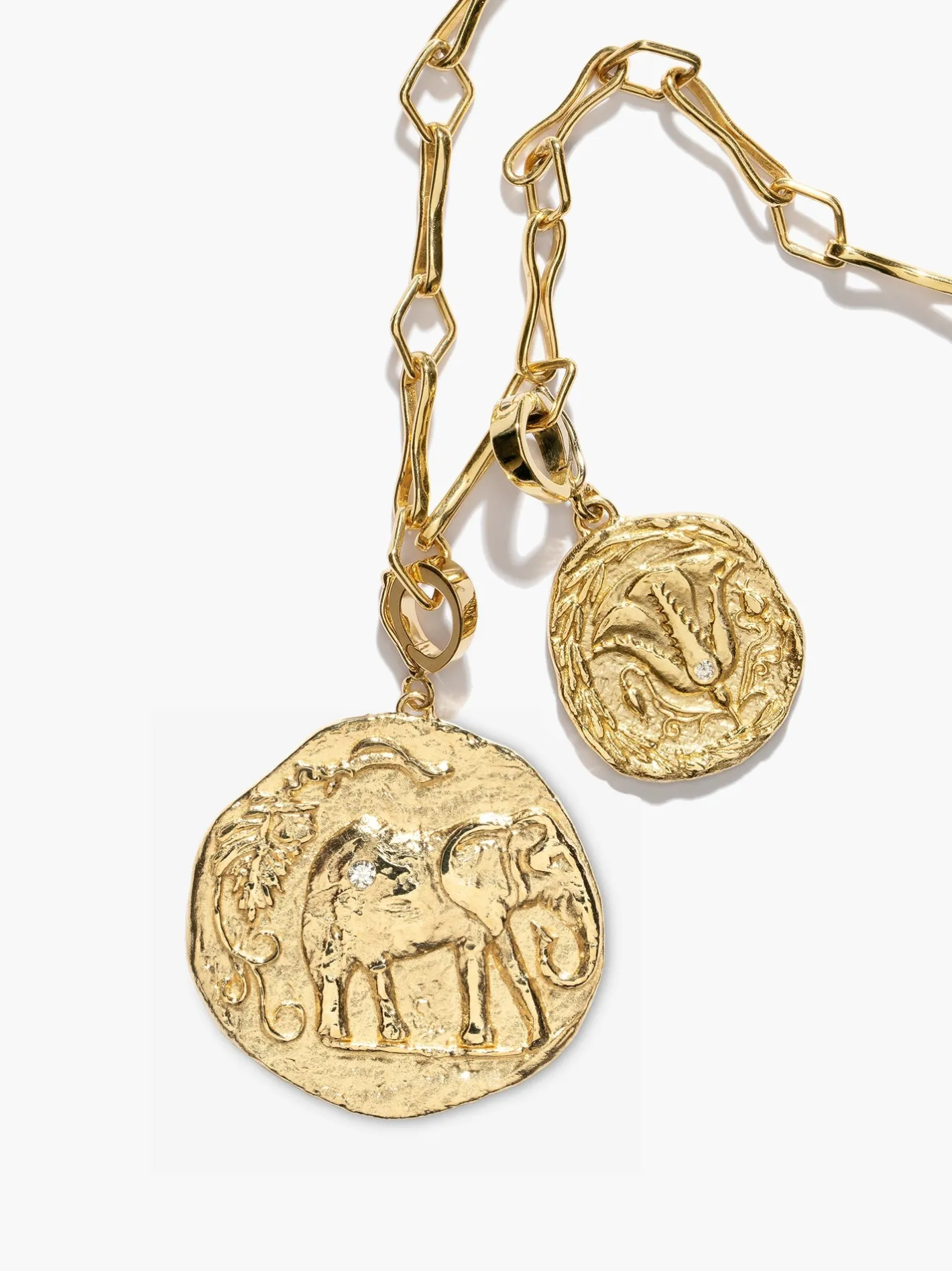 Large Elefante Loyalty and Small Of The Earth Modern Charm Necklace<AZLEE Jewelry Online