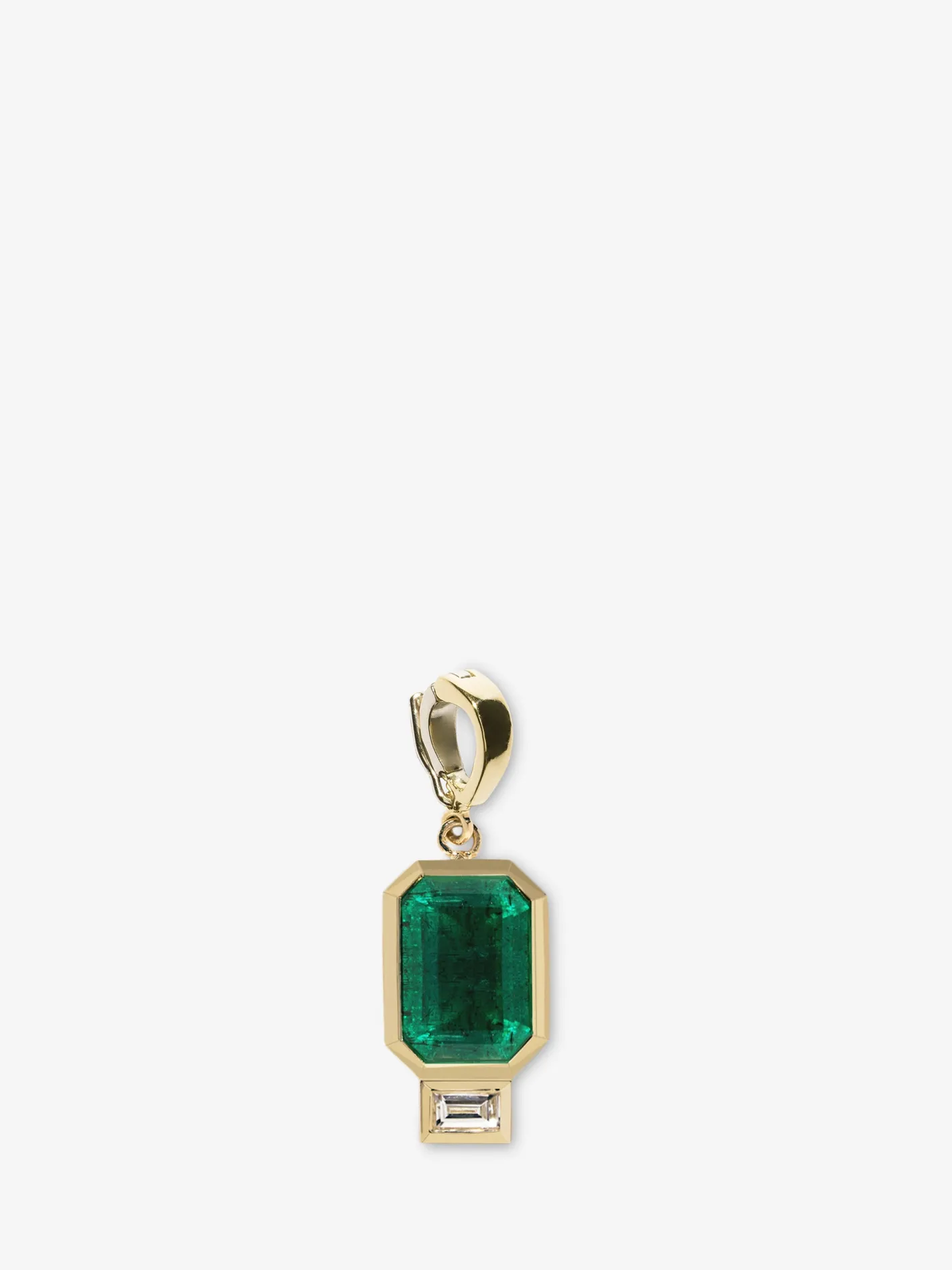 Large Emerald and Baguette Diamond Charm<AZLEE Jewelry Cheap