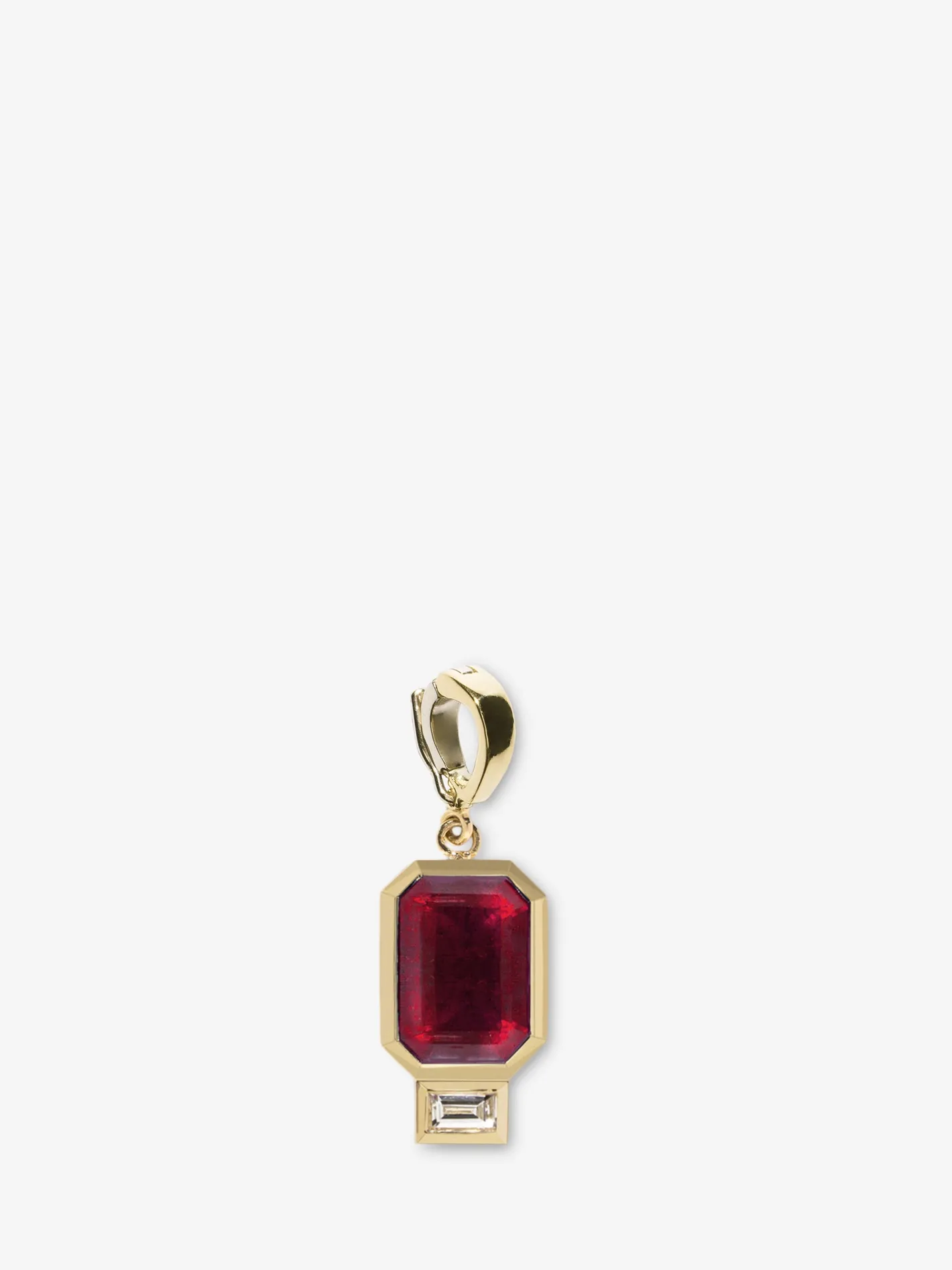 Large Ruby and Baguette Diamond Charm<AZLEE Jewelry Best Sale