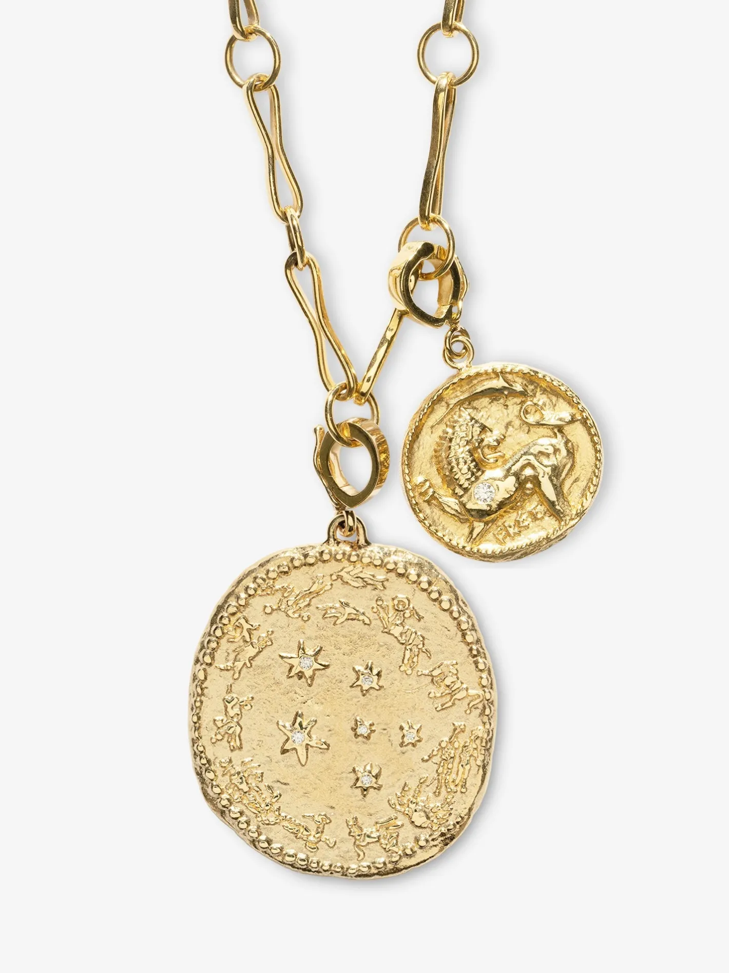 Large Zodiac and Small Lion and Dolphin Modern Charm Necklace<AZLEE Jewelry Cheap