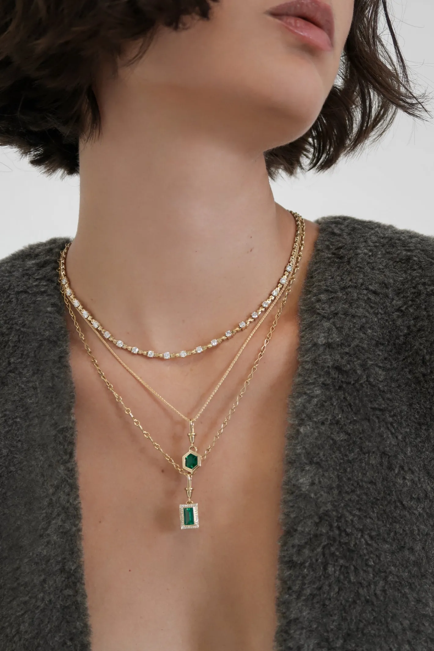 Le Nouveau Hexagon Emerald Charm<AZLEE Jewelry Flash Sale
