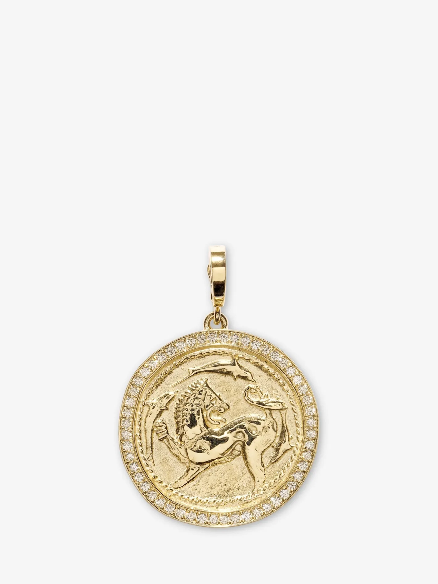 Lion and Dolphin Large Pave Coin Charm<AZLEE Jewelry New