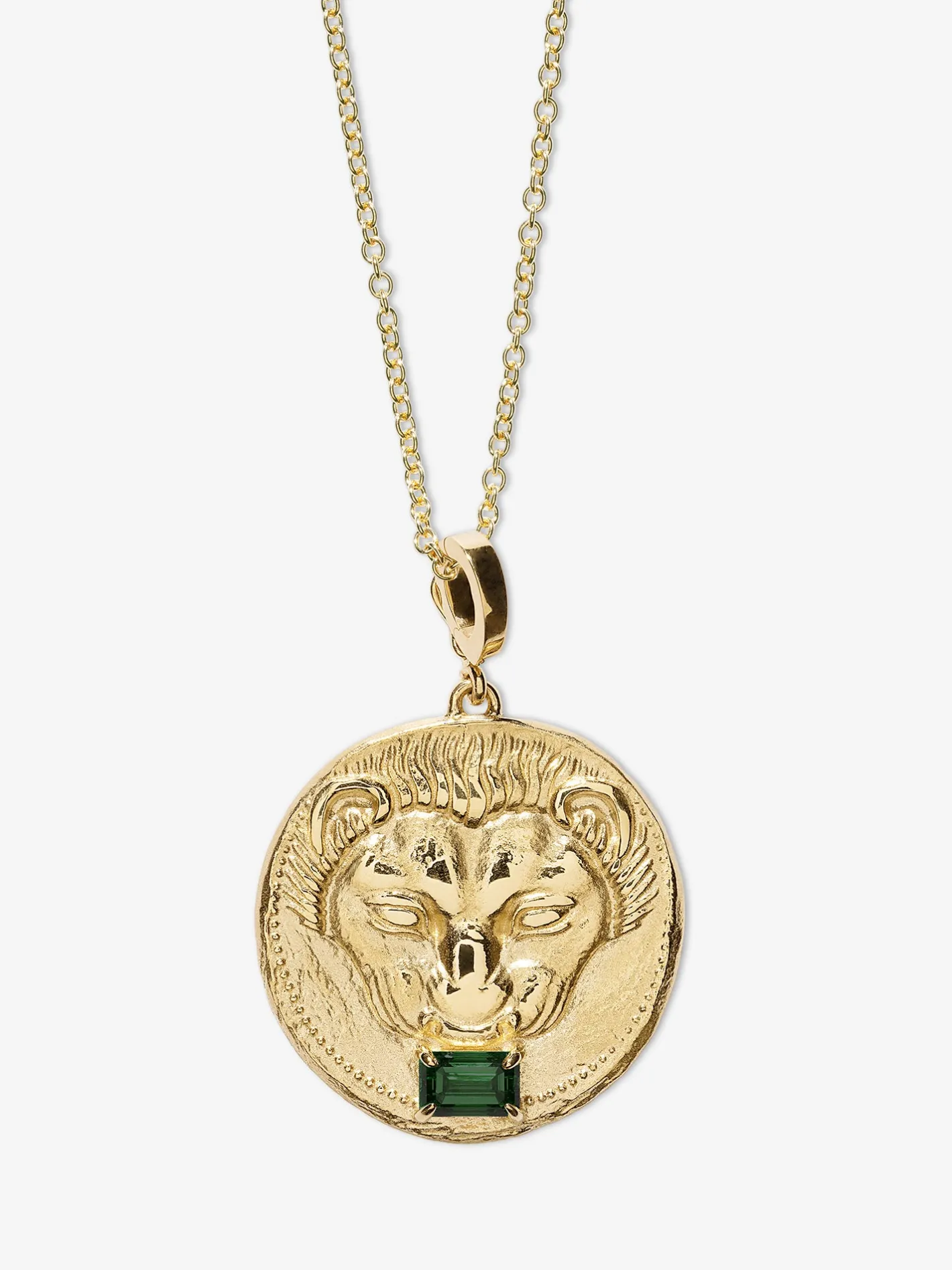 Lion Large Emerald Coin Charm<AZLEE Jewelry Sale