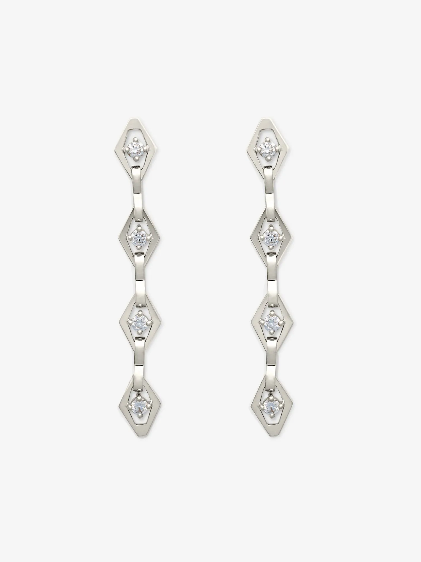 Lozenge Link Chain Earrings with Diamonds<AZLEE Jewelry New