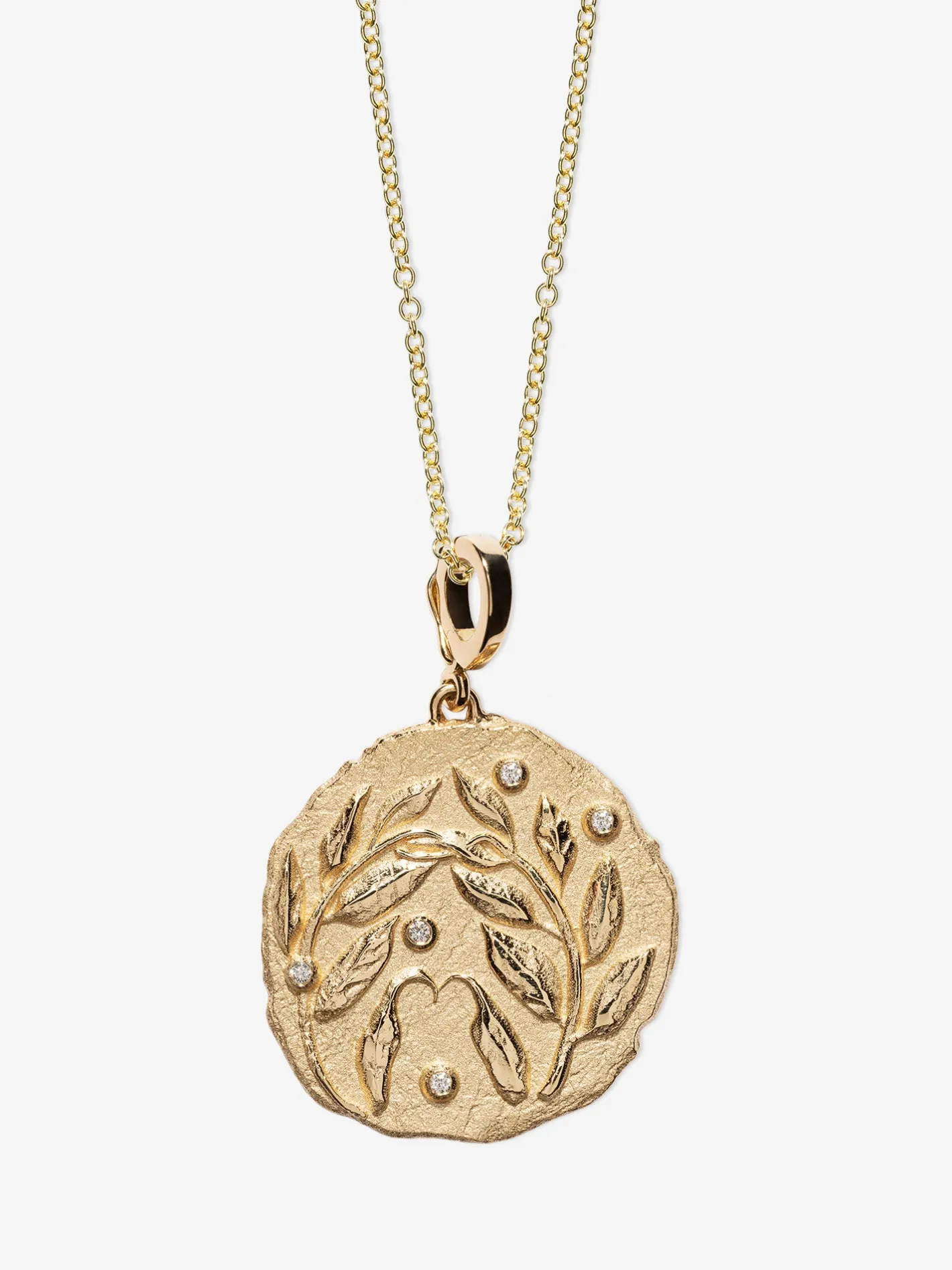 Olive Branch Large Coin with Diamonds<AZLEE Jewelry Clearance