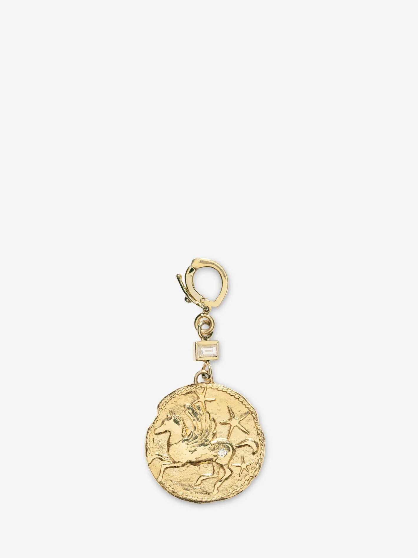 Pegasus Wisdom Small Diamond Coin Charm<AZLEE Jewelry Sale