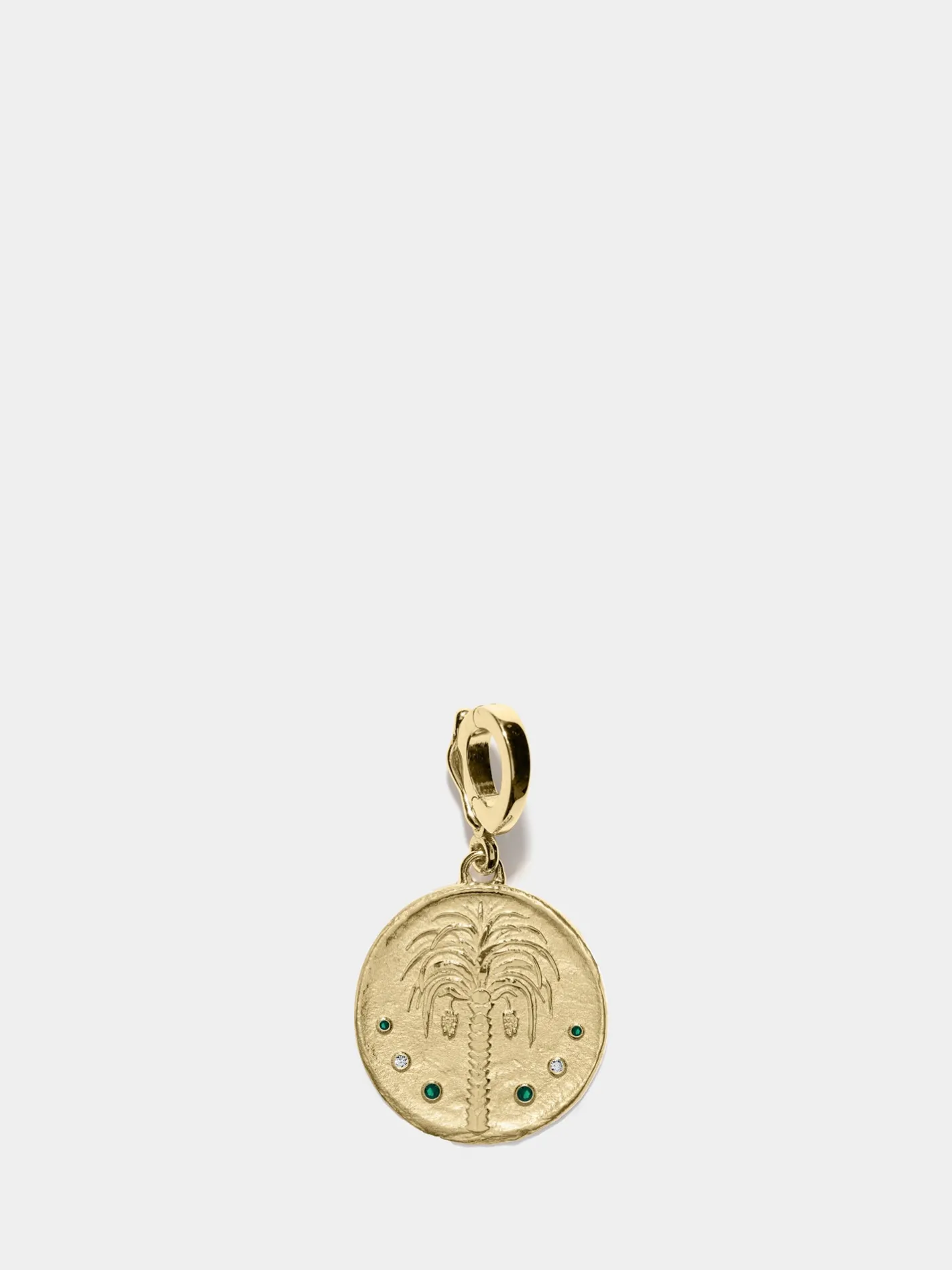 Prosperity Palm Small Diamond & Emerald Coin Charm<AZLEE Jewelry Cheap