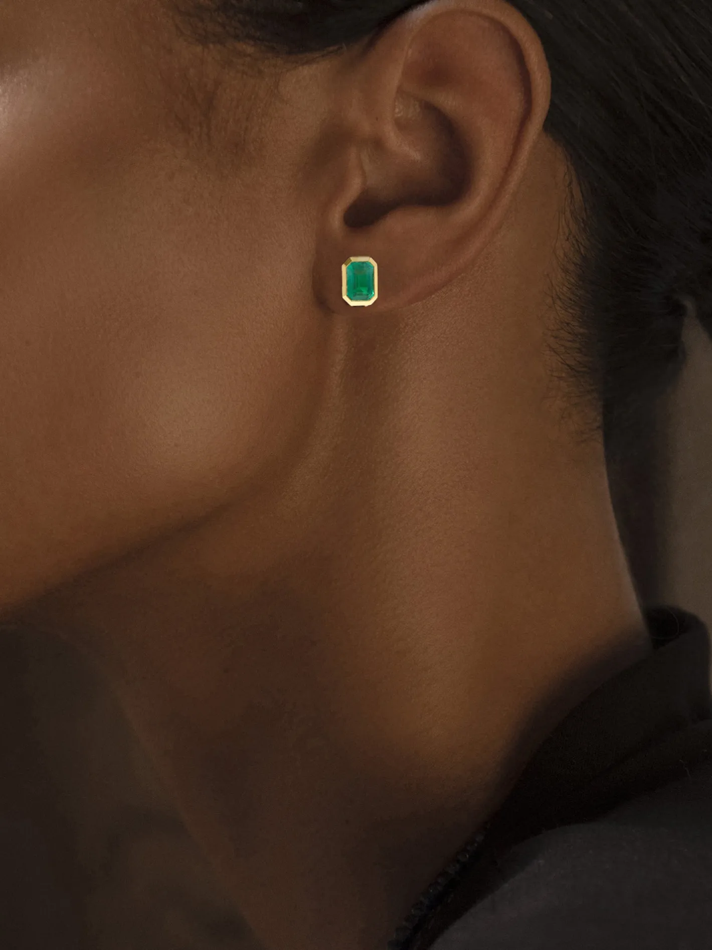 Rich Large Emerald Studs<AZLEE Jewelry Discount