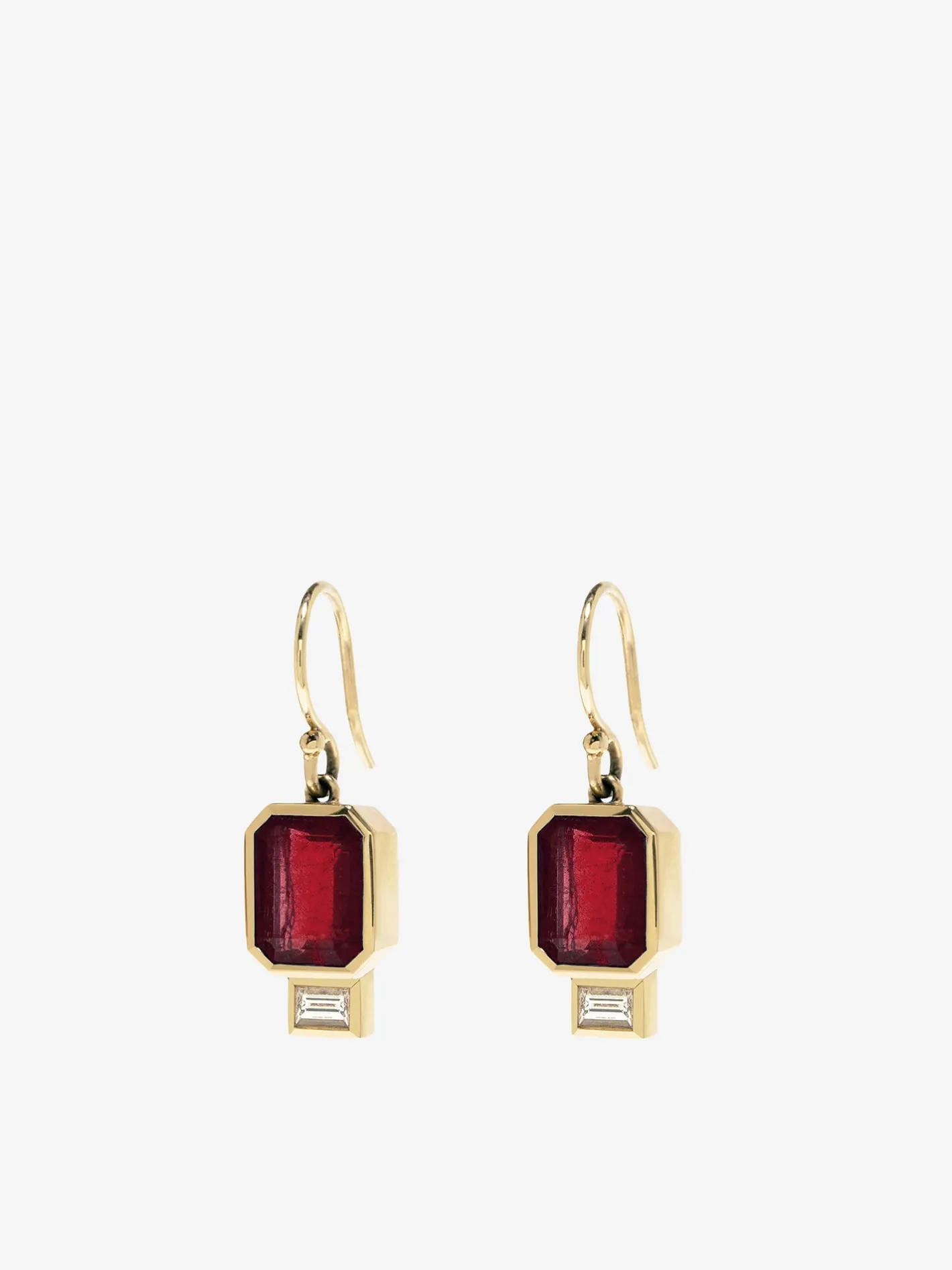 Ruby and Baguette Diamond Earrings<AZLEE Jewelry Shop