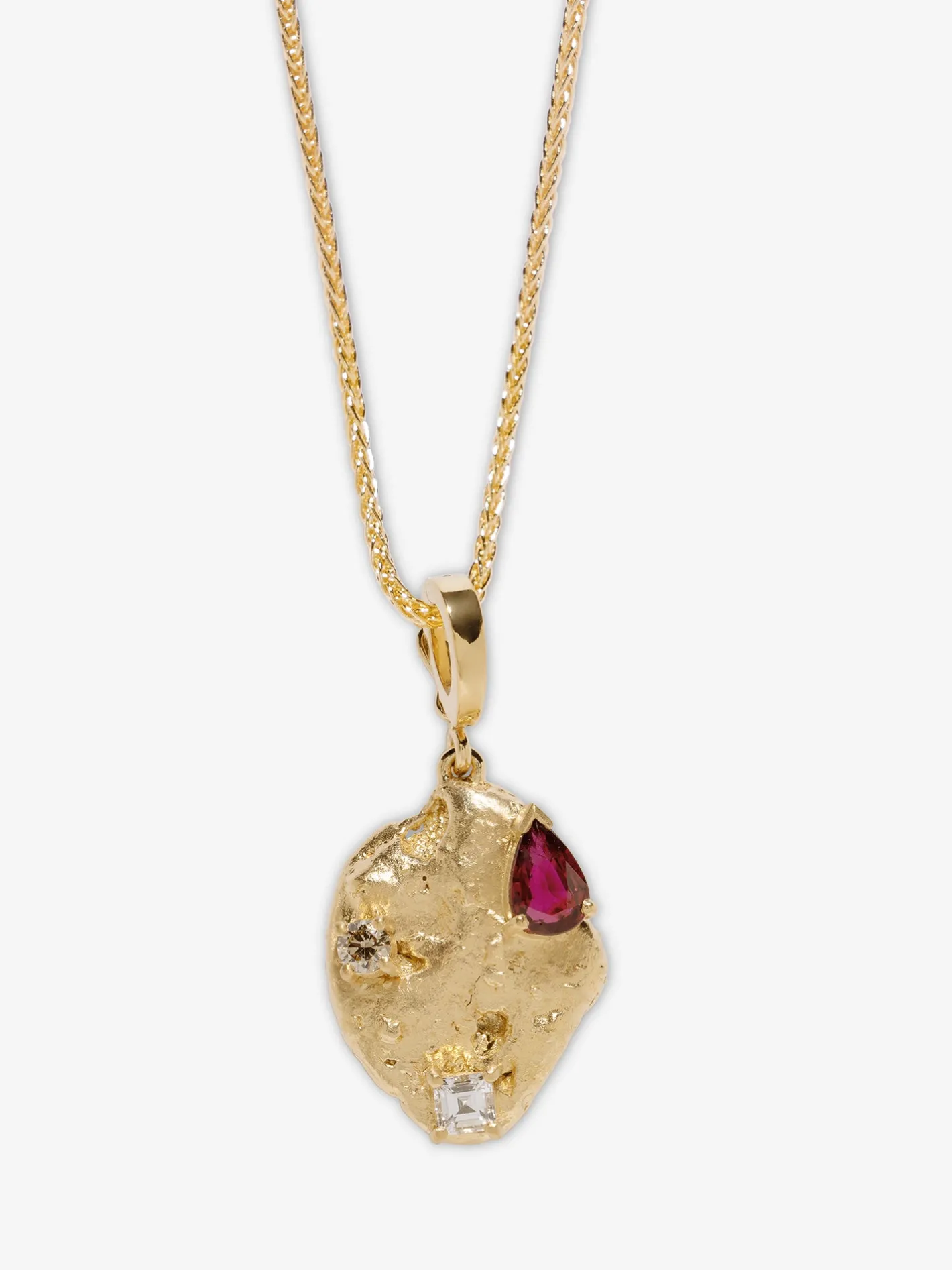 Ruby Scattered Large Gold Nugget Charm<AZLEE Jewelry Cheap