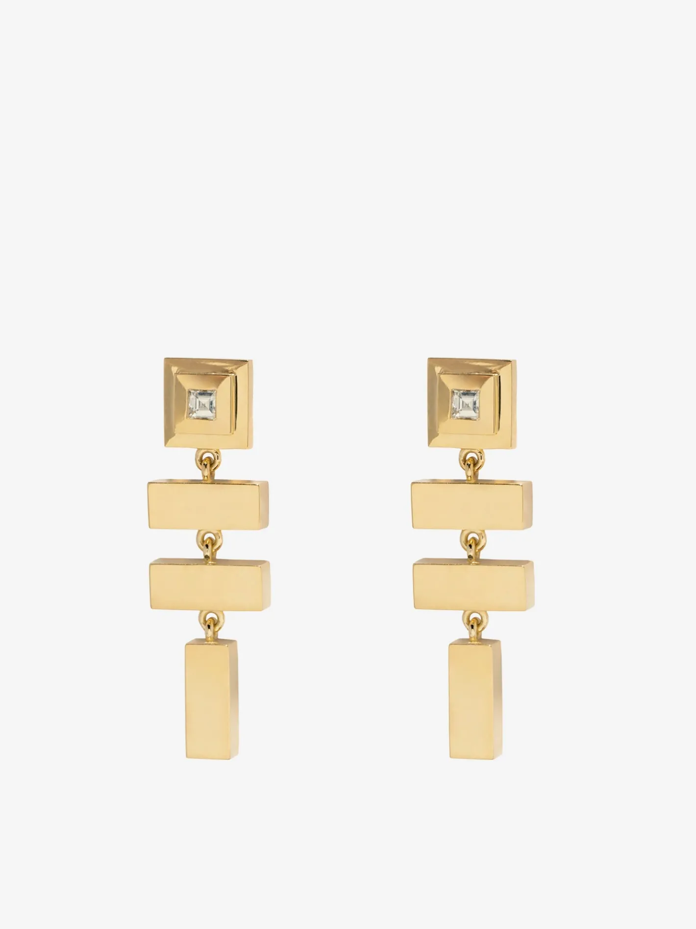 Scattered Gold Bar and Carre Diamond Staircase Earrings<AZLEE Jewelry Fashion