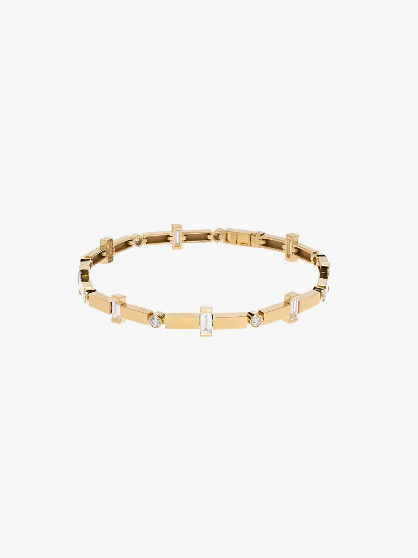 Scattered Gold Bar and Diamond Tennis Bracelet<AZLEE Jewelry Online