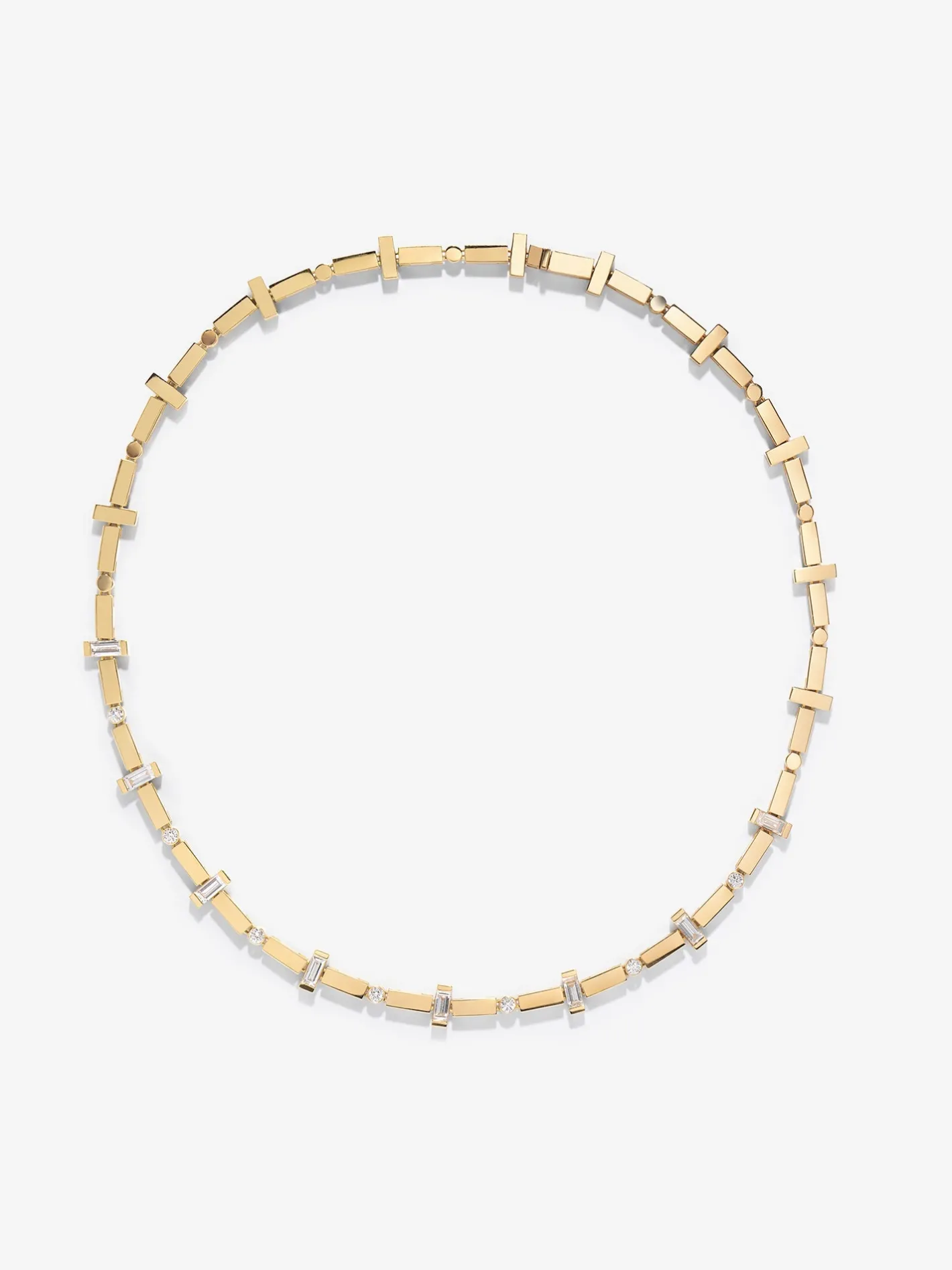 Scattered Gold Bar and Diamond Tennis Necklace<AZLEE Jewelry Cheap