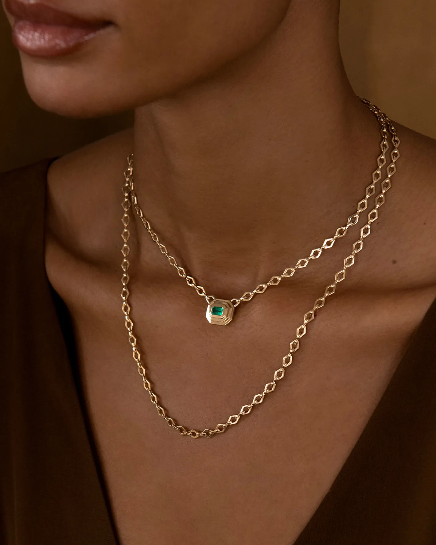 Staircase Emerald Medium Chain Necklace<AZLEE Jewelry Discount