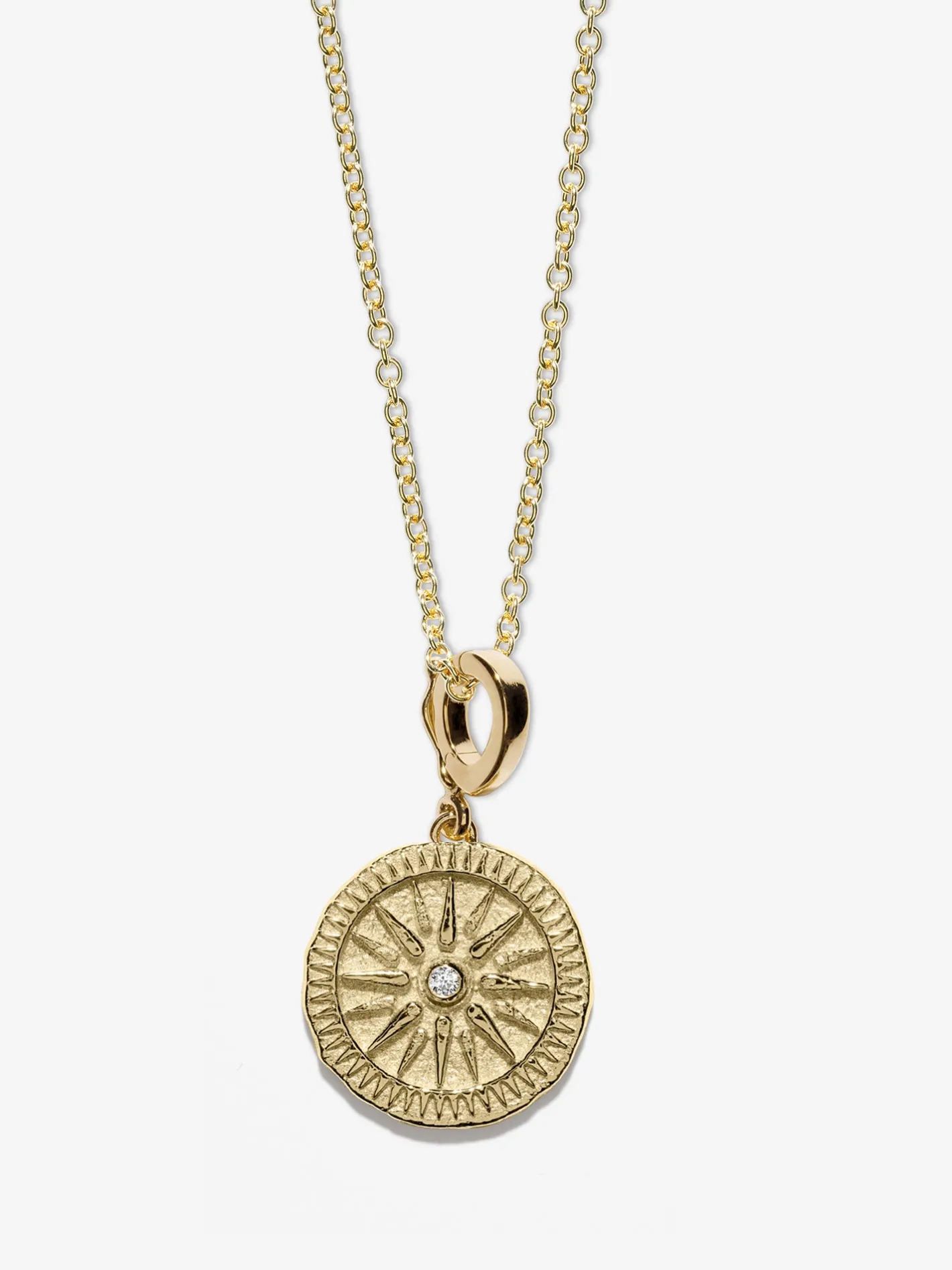 Sunburst Small Diamond Coin Charm<AZLEE Jewelry Sale